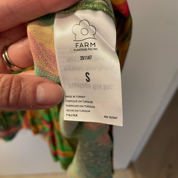 Farm rio forest green dress midi puffy sleeves size small 4 6 - Picture 8 of 11